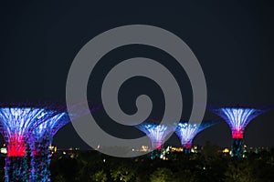 Night view of gardens by the bay slow shutter blur