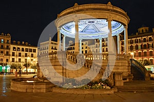 Night View of Gazebo on Square Castillo Pamplona. photo