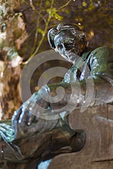 Night view of George Enescu statue