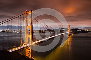 Night view of Golden Gate Bridge