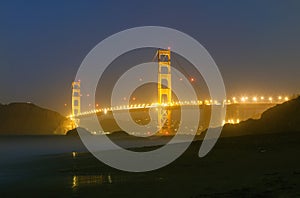 Night View of the Golden Gate Bridge in San Francisco