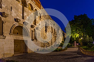 Night view of the golden gate of Diocletian palace in Split, Croatia