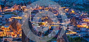 Night view of Goreme, Cappadocia, Turkey photo