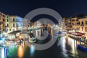 Night view of the Grand Canal in Venice, Italy
