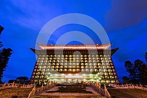 Night view of the Grand Hotel Taipei in a sunny day