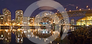 Night view at Granville Street Bridge in Vancouver