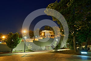 Night view of Greek Park in Odessa city, Ukraine, near Potemkin stairs and Primorskiy boulevard