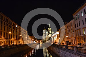 Night view of Griboyedov Canal