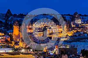 Night view of GÃ¶reme, Capadocia, Turkey