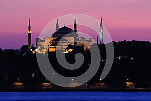 night view in hagiasophia with evenin scene photo