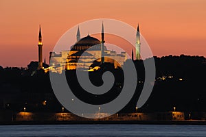 night view in hagiasophia with evenin scene