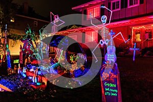 Night view of the Halloween decoration in Alegria Avenue, Sierra Madre photo