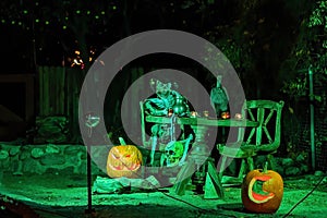 Night view of the Halloween decoration in Alegria Avenue, Sierra Madre photo