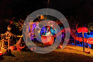 Night view of the Halloween decoration in Alegria Avenue, Sierra Madre photo