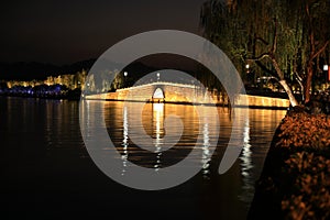 Night view of Hangzhou West Lake