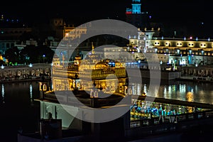 Night View The Harmindar Sahib, also known as Golden Temple Amritsar