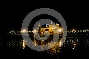 Night View The Harmindar Sahib, also known as Golden Temple Amritsar