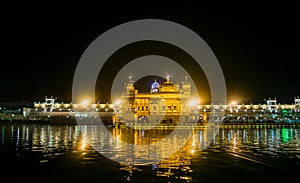 Night View The Harmindar Sahib, also known as Golden Temple Amritsar