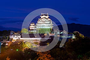 Night view of himeji castle in hyogo, japan