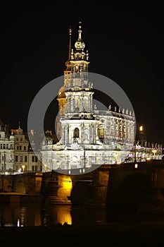 Night view on historical center of Dresden on Christmas