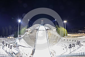 Night view of Holmenkollen, Oslo photo