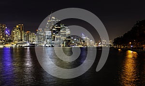 Night view of the iconic Millers Point and Barangaroo suburbs right