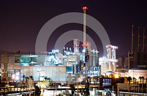 Night view of industry power plant