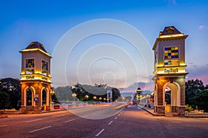 Night view of ipoh with a heritage bridge