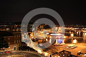 The night view of the italian city Ancona