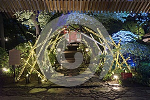 Night view of Japanese Garden in Shinagawa Takanawa, Tokyo