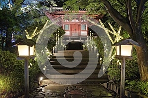 Night view of Japanese Garden in Shinagawa Takanawa, Tokyo