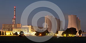 Night view of Jaslovske Bohunice nuclear power plant