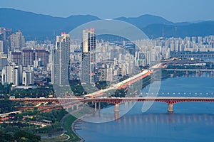 The night view of Jung-gu, Seoul, Korea