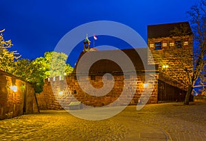 Night view of Kaiserberg in Nurnberg, Germany