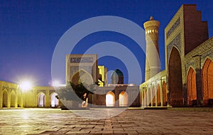 Night view of Kalon mosque and minaret - Bukhara photo