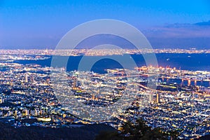 Night view from Kikuseidai platform on Mt. Maya View Line, Kobe, Japan