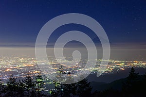 Night View of the Kofu city and Mt.Fuji