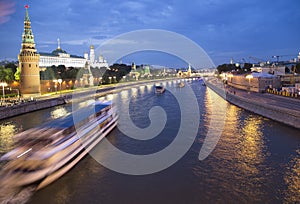 Night view of the Kremlin, Moscow, Russia--the most popular view of Moscow