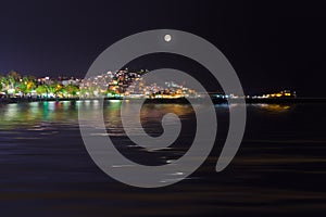 Night view of Kusadasi Turkey photo