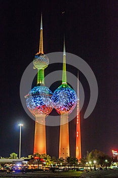 Night view of Kuwait Towers