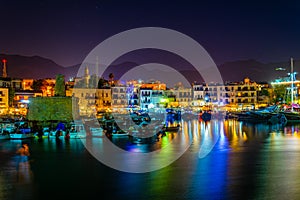 Night view of Kyrenia harbor, Cyprus