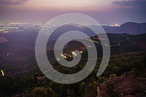 A night view from Lady`s Seat, Yercaud