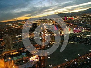 Night View of Las Vegas Strip from the Stratosphere Tower, Las Vegas, Nevada, USA