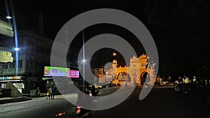 Night view of Leheripura gate of vadodara