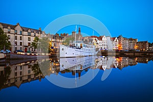 Night view of leith port in edinburgh, scotland