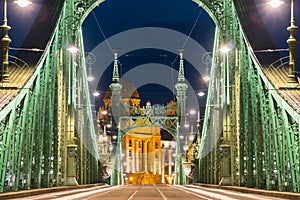 Night view of a Liberty bridge Szabadsag hid in Budapest,Hu