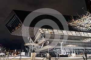 Night view of Library and Learning Center in Vienna University of Economics and Business