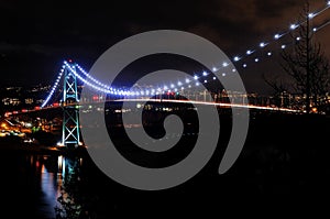 Night View of Lions Gate Bridge