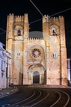 Night view of Lisbon Cathedral