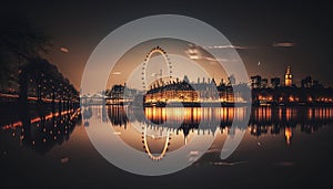 night view of london eye, london